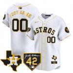 Custom Houston Astros 2024 Robinson And Texas Patch Vapor Premier Limited White Gold Stitched Jersey