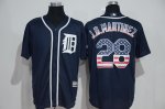 men's mlb detroit tigers #28 j.d. martinez navy blue majestic usa flag fashion cool base stitched baseball jerseys