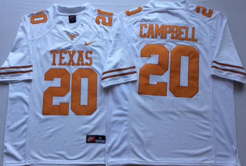 Texas Longhorns White #20 Earl Campbell College Jersey