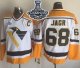 Men Pittsburgh Penguins #68 Jaromir Jagr White Yellow CCM Throwback 2017 Stanley Cup Finals Champions Stitched NHL Jersey