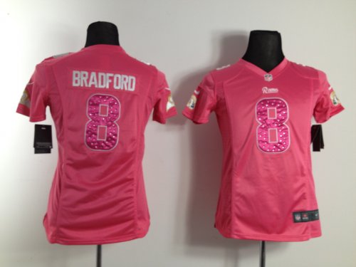 nike women nfl st.louis rams #8 bradford pink jerseys
