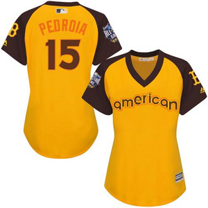 women's mlb boston red sox #15 dustin pedroia gold 2016 all-star american league stitched jerseys