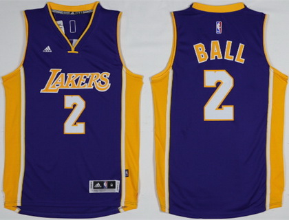 Men\'s NBA Los Angeles Lakers #2 Lonzo Ball Adidas Purple Road Jerseys