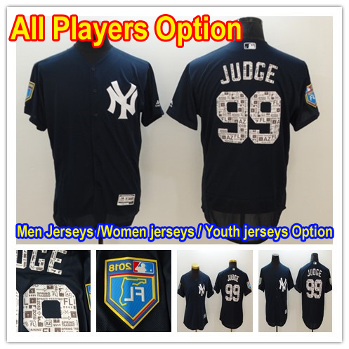 Baseball New York Yankees All Players Option #99 Aaron Judge Navy 2018 Spring Training Flex Base Jersey and Cool Base Jersey