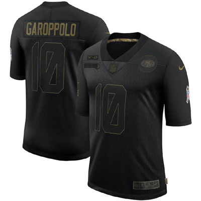Football San Francisco 49ers #10 Jimmy Garoppolo Stitched Black 2020 Salute To Service Limited Jersey
