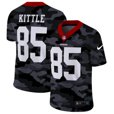 Custom Football San Francisco 49ers #85 George Kittle Stitched 2020 Camo Salute to Service Limited Jersey