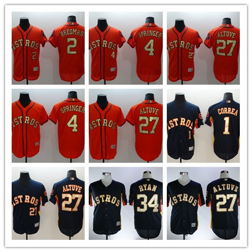 Baseball Houston Astros 2018 Gold Program Flex Base Jersey And Cool Base Jerseys Color Blue And Color Orange All Players Choose stitched Jerseys